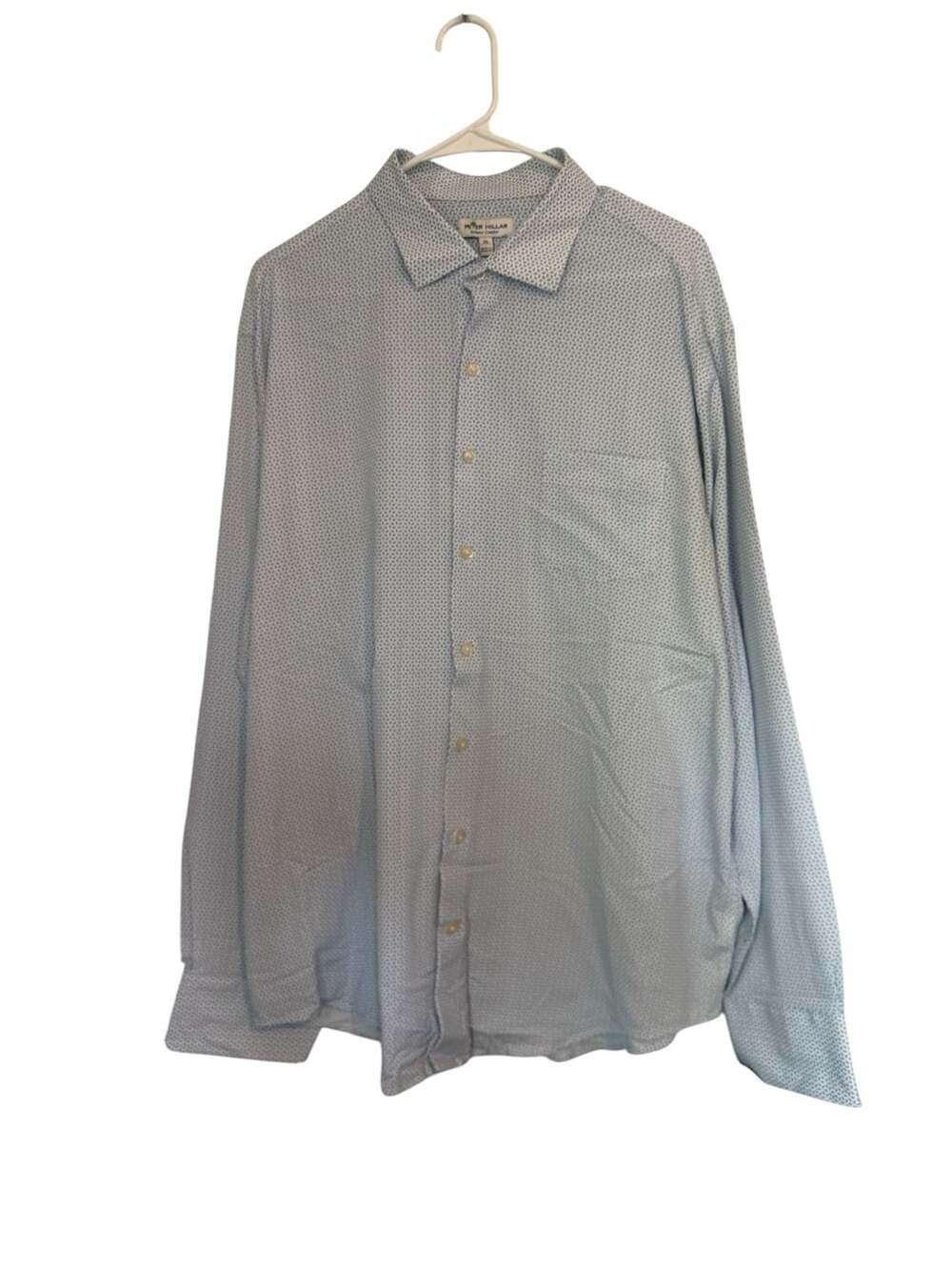Peter Millar Summer Comfort Blue Diamond Print Performance Shirt Size XL